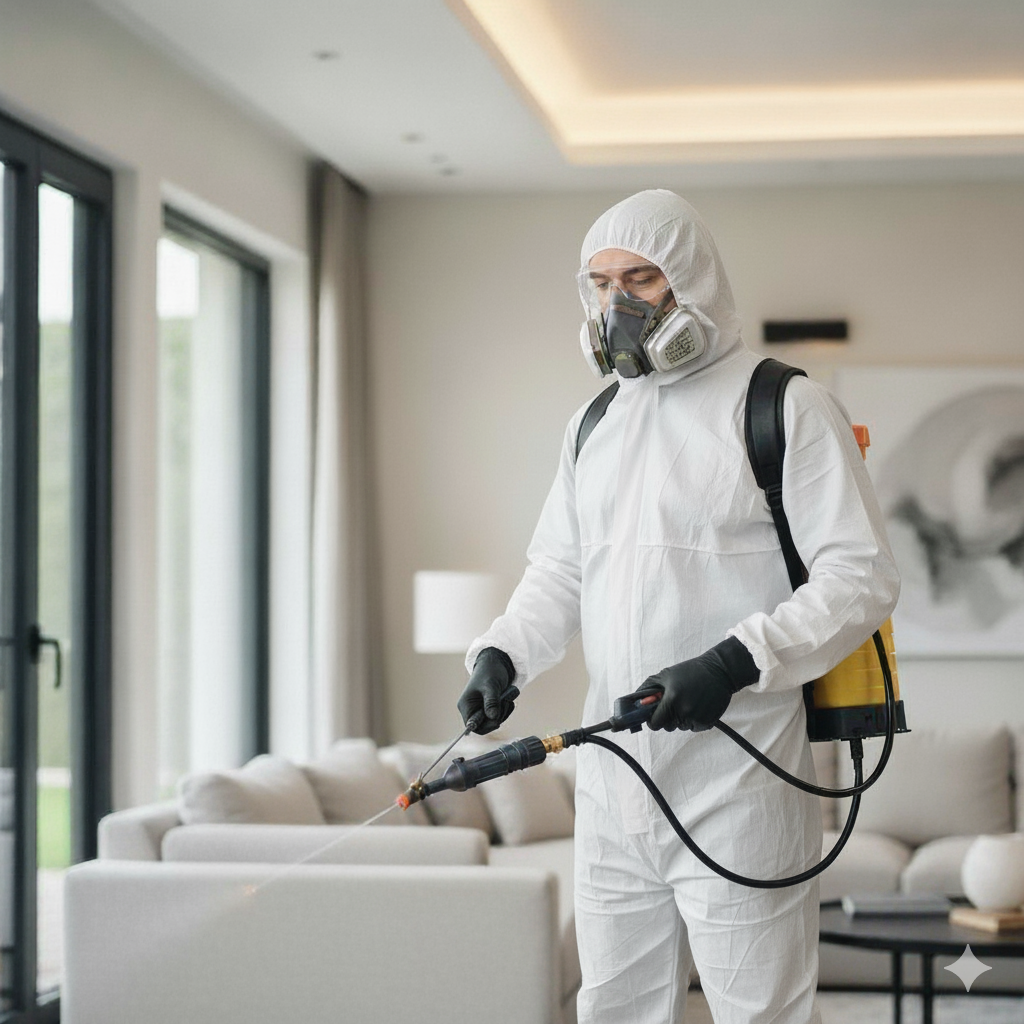 Profissional da Ecomip realizando dedetização